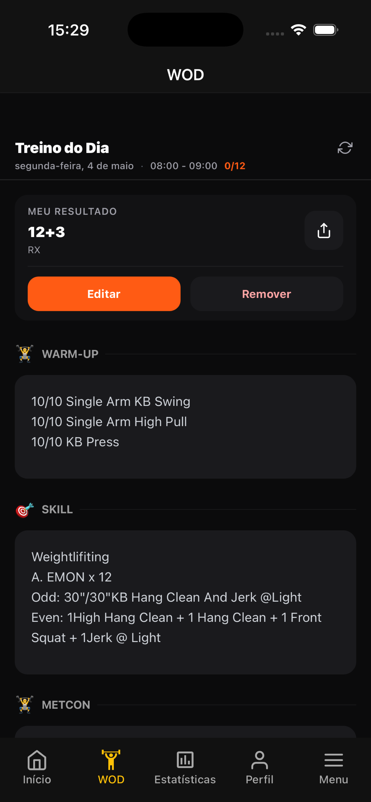 WOD do Dia no app Go Box